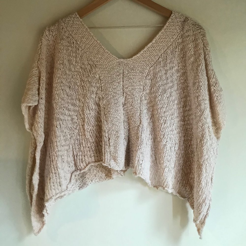 Free People Cream Knit Shawl